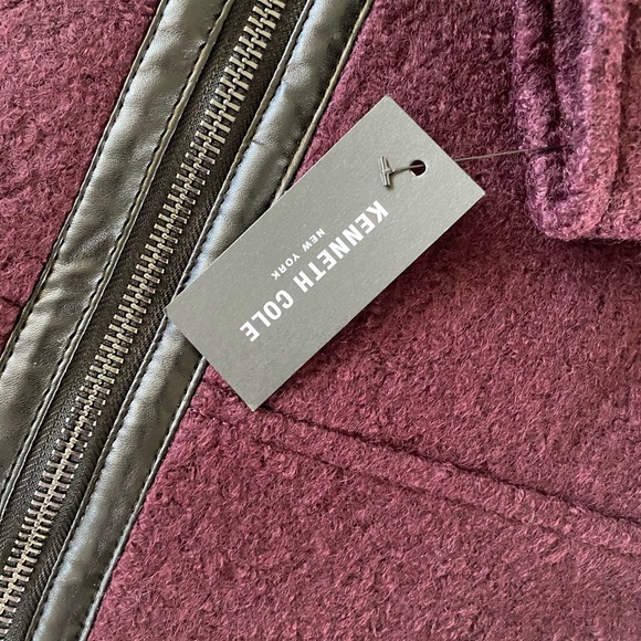 NWT Kenneth Cole wool faux fur collar burgundy women’s coat size large. - Picture 16 of 16